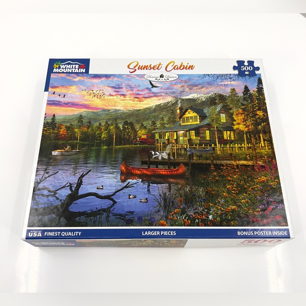 White Mountain Sunset Cabin Scenic Outdoor Lake Puzzle 500 Pieces